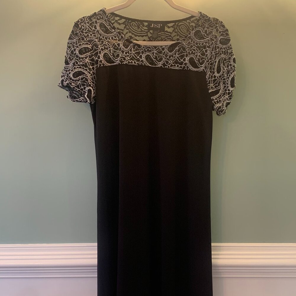 JSP Black Pullover Dress with Lace inserts size M